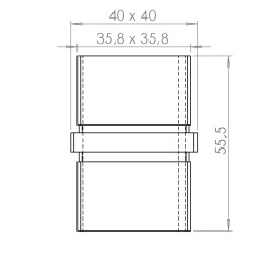 Spojka napájacia na tyč 40 x 40, brúsená nerez AISI304 Spojka napájacia na tyč 40 x 40, brúsená nerez AISI304